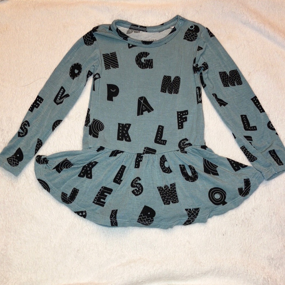Posh Peanut “Alphabet” LS Twirl Bodysuit dress 6-12 months VGUC